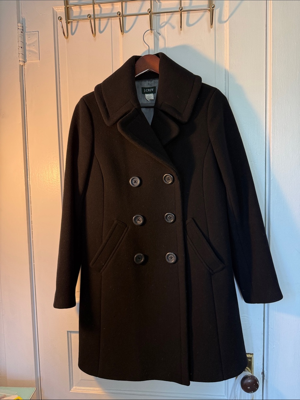 J. Crew Black Double-Breasted Wool Pea Coat
